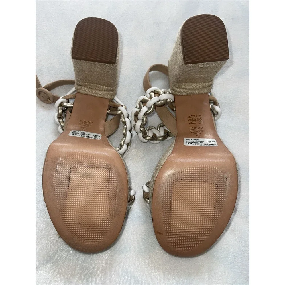 Schutz Juliet Platform Woven Leather & Suede Sandals Heels Sz 10.5